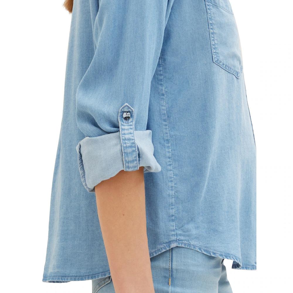 TOM TAILOR Jeansbluse Mit Lyocell Und Kentkragen