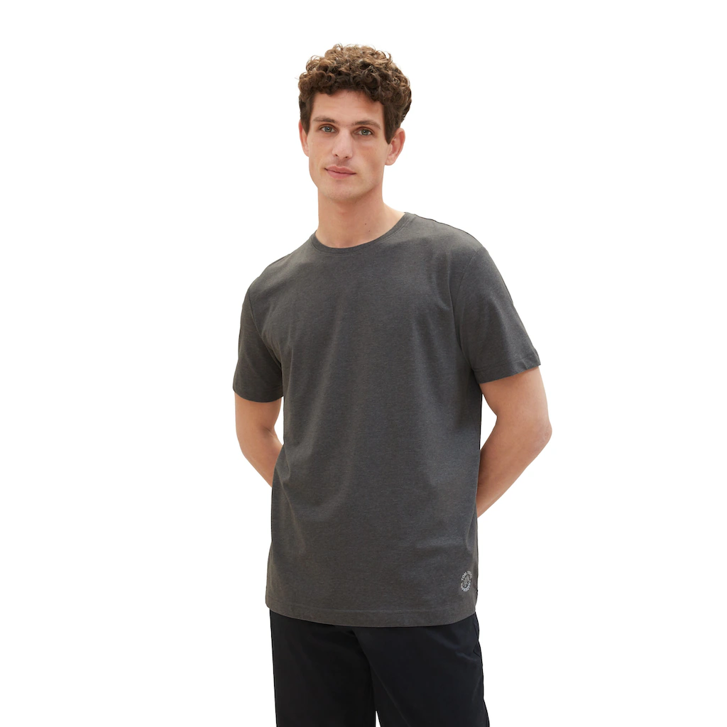 TOM TAILOR Kurzarmshirt (Packung 2 Tlg.) Mit Logo-Print