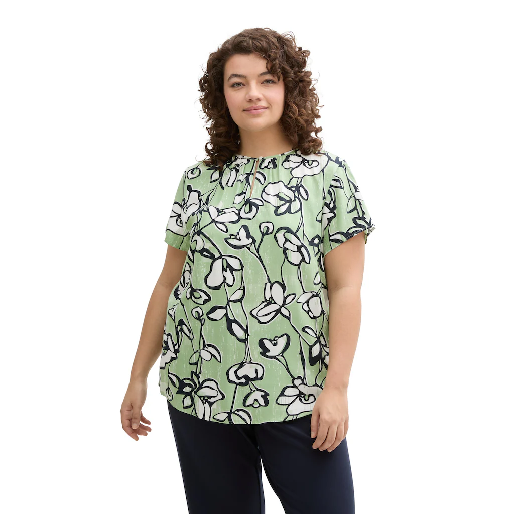TOM TAILOR PLUS Kurzarmbluse mit All-Over Print