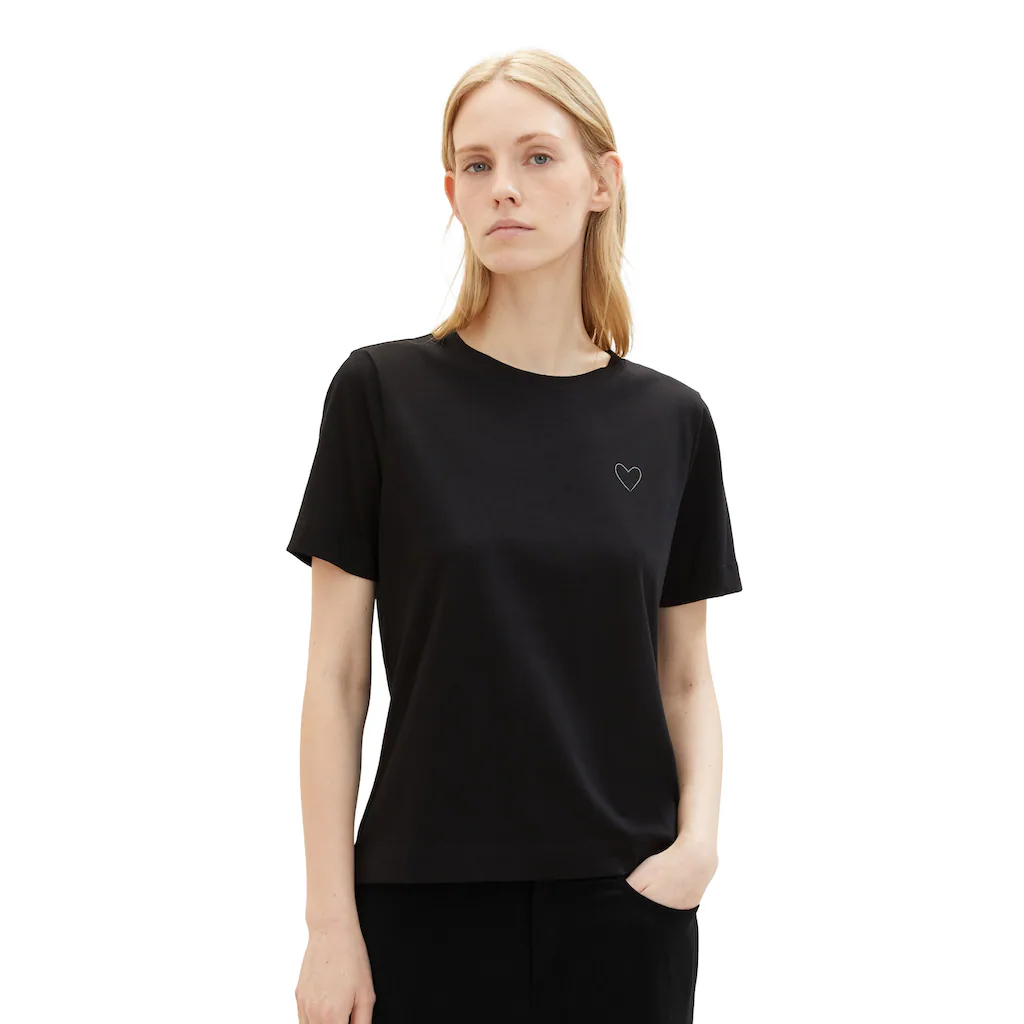 TOM TAILOR Rundhalsshirt Mit Herzmotiv Als Frontprint
