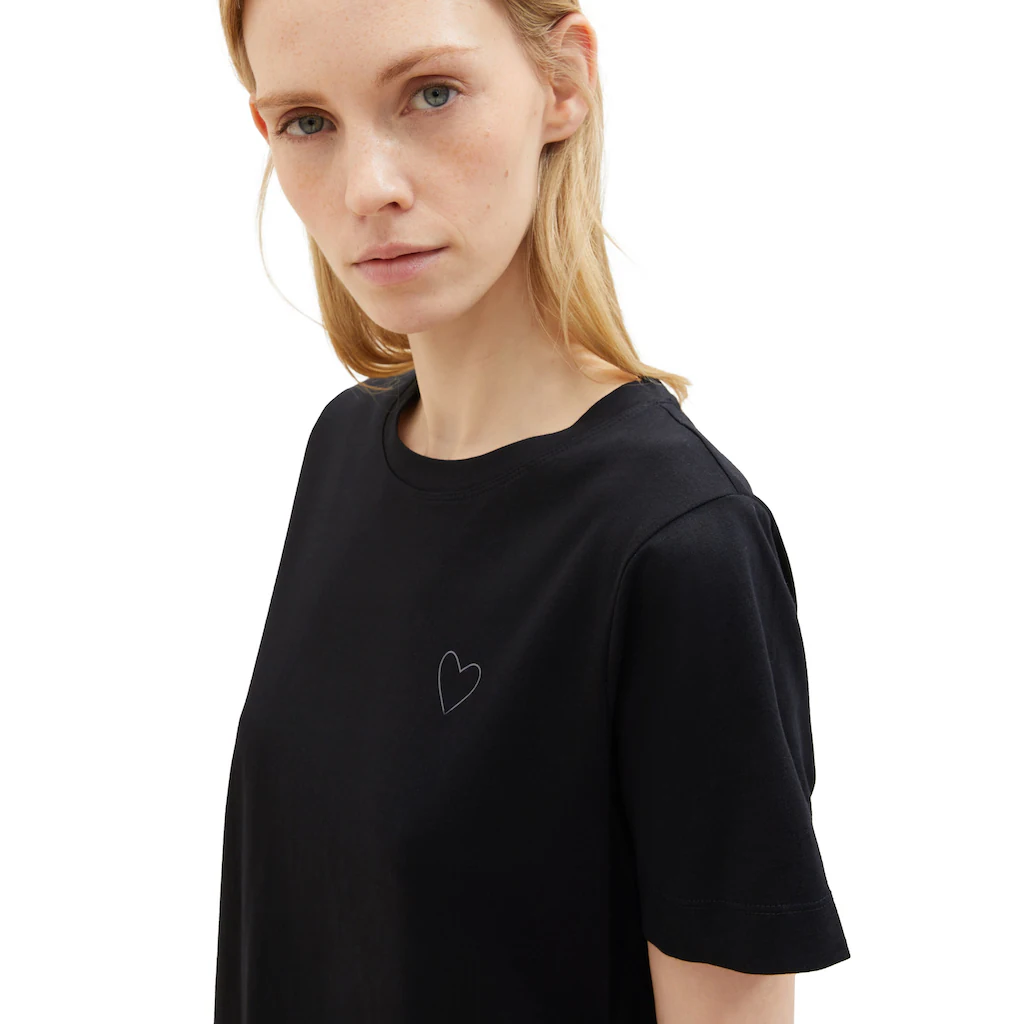 TOM TAILOR Rundhalsshirt Mit Herzmotiv Als Frontprint