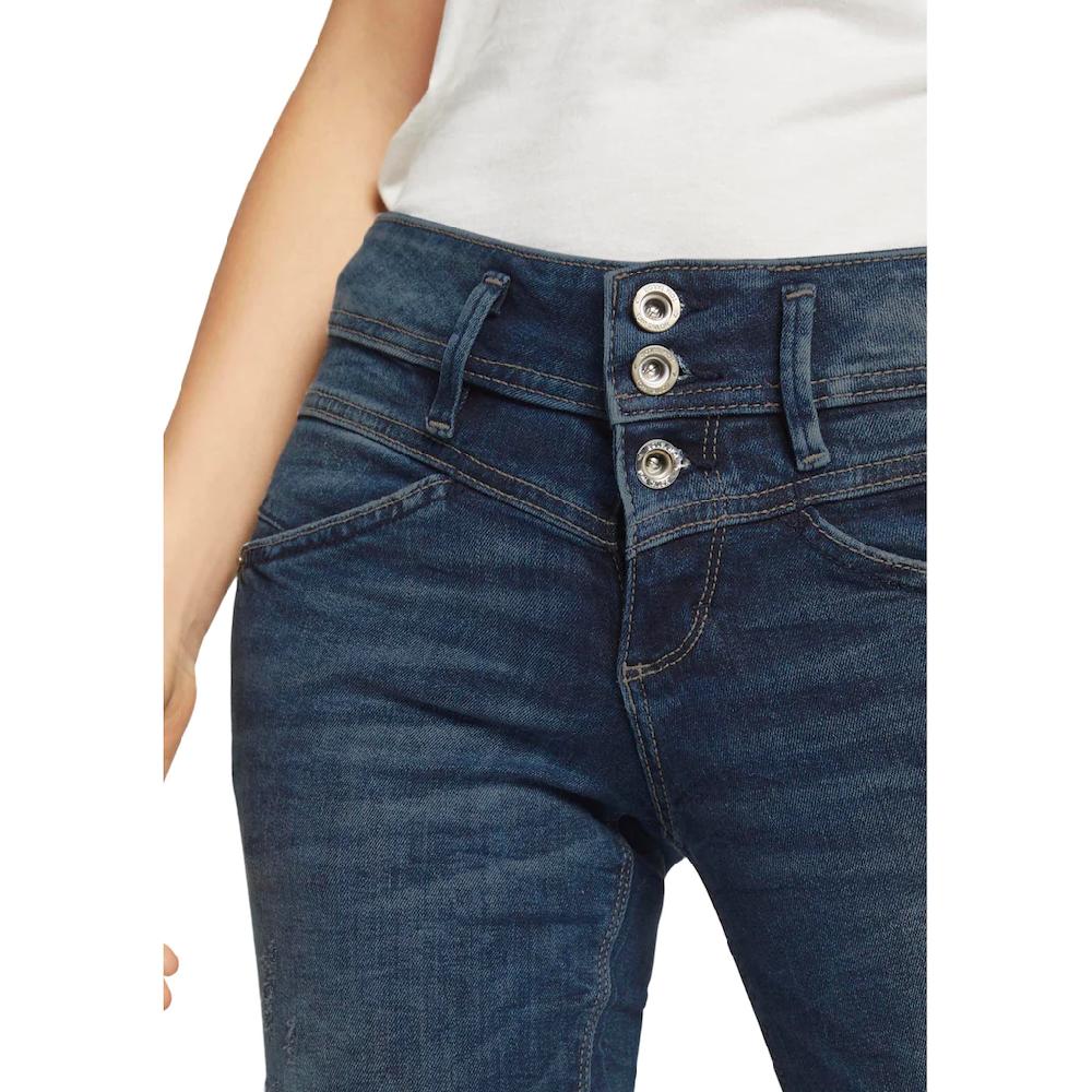 TOM TAILOR Slim-fit-Jeans »Alexa Slim« Mit Knopfleiste Und Dekorativ Gesteppter Passe