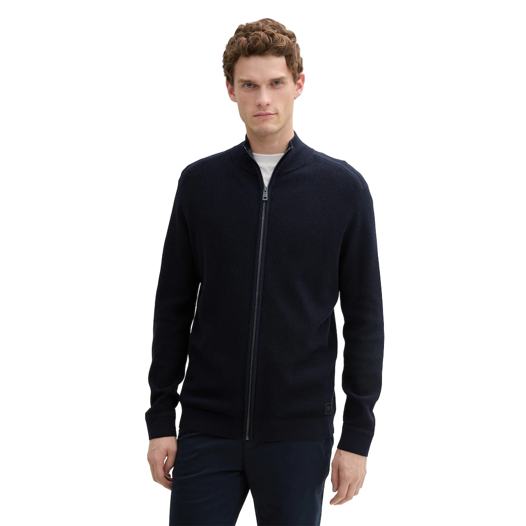 TOM TAILOR Strickjacke mit Logo Stickerei