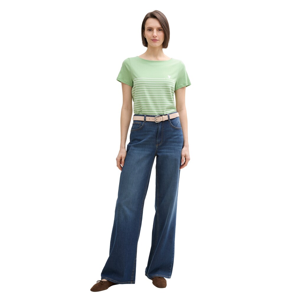TOM TAILOR T-Shirt Mit Print Und Streifen Muster