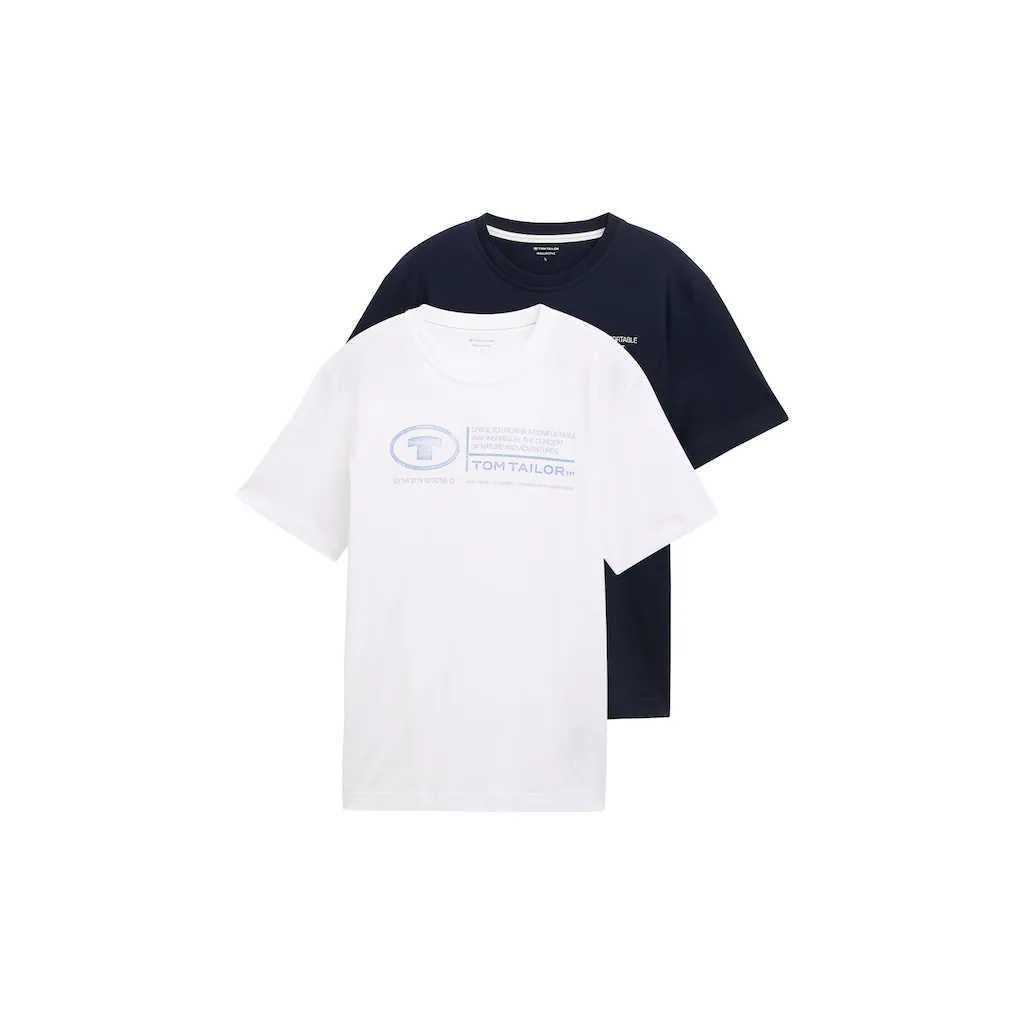TOM TAILOR T-Shirt (Packung 2 tlg.) mit Logo Print