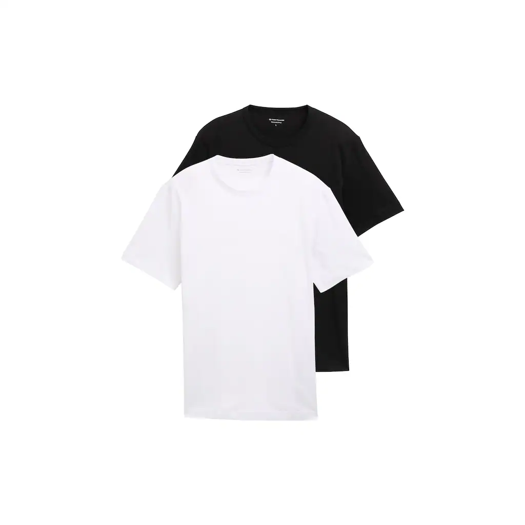 TOM TAILOR T-Shirt (Packung 2 tlg.) mit Ton-in-Ton Logo