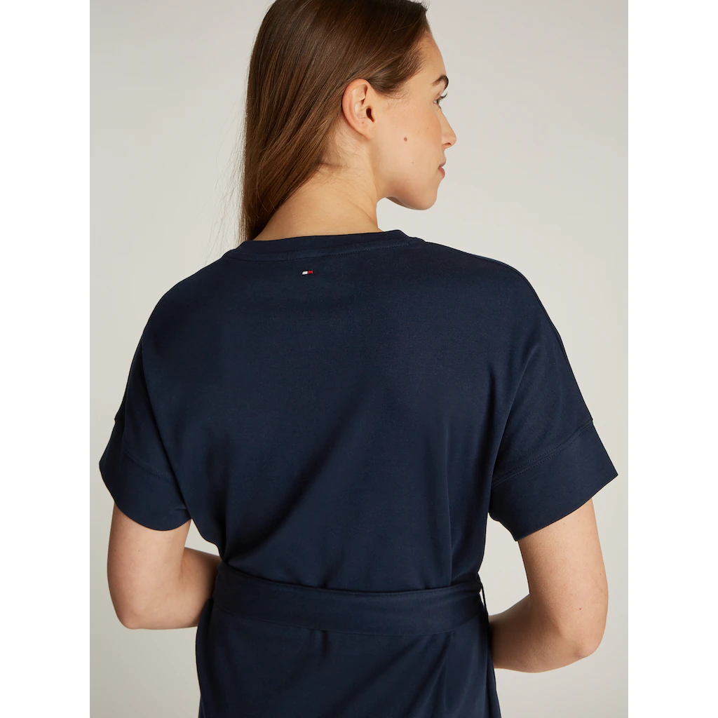 Tommy Hilfiger A-Linien-Kleid »COTTON INTERLOCK SHORT DRESS« Mit Bindeband