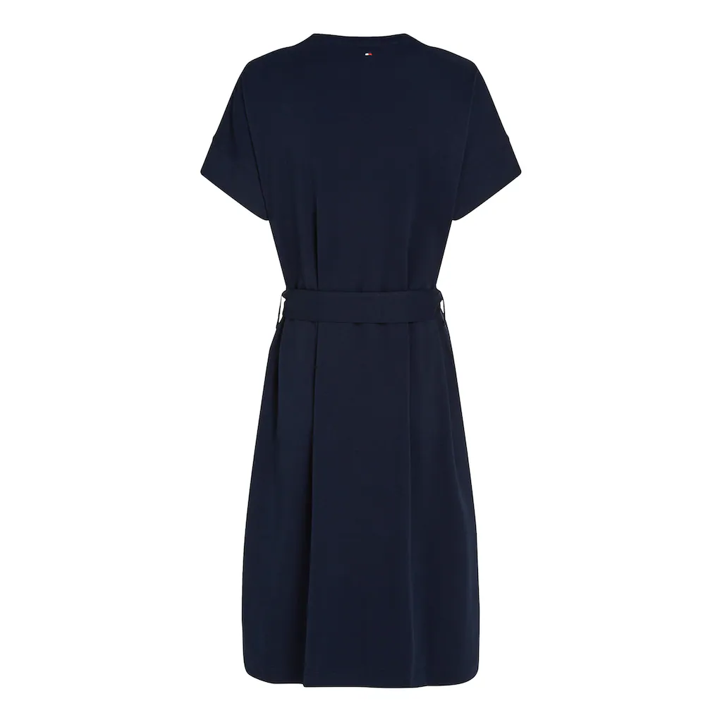 Tommy Hilfiger A-Linien-Kleid »COTTON INTERLOCK SHORT DRESS« Mit Bindeband