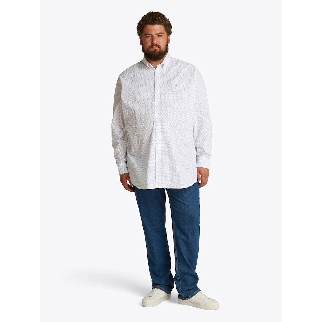 Tommy Hilfiger Big & Tall Langarmhemd »BT-FLEX POPLIN POLKA DOT S-B« In Großen Größen Logostickerei ▷ Kaufen