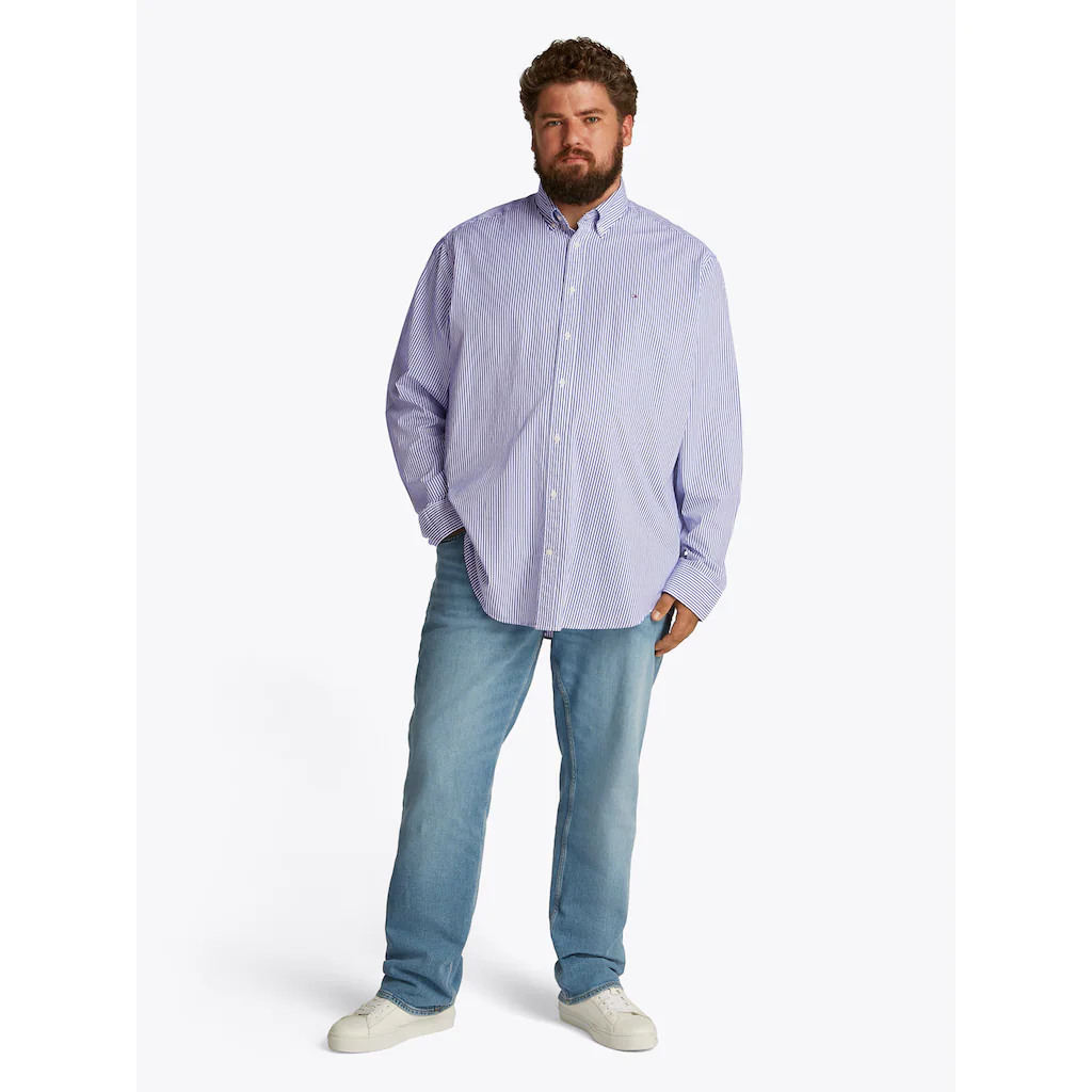 Tommy Hilfiger Big & Tall Langarmhemd »BT-FLEX POPLIN CL STP SHIRT-B« In Großen Größen Logostickerei ▷ Bestellen