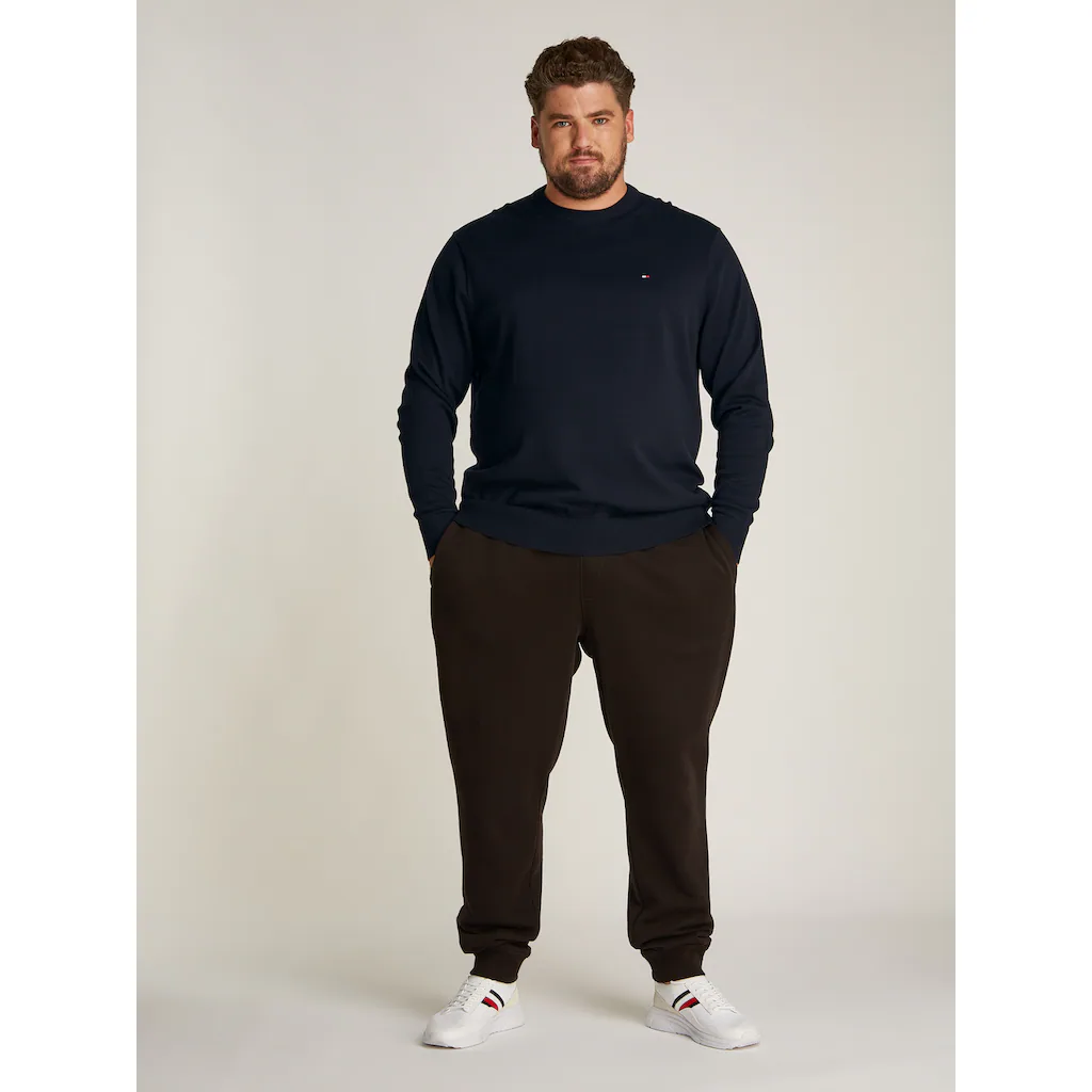 Tommy Hilfiger Big & Tall Rundhalspullover »BT-ESSENTIAL COTTON CREW NECK-B« In Großen Größen Logostickerei ▷ Für