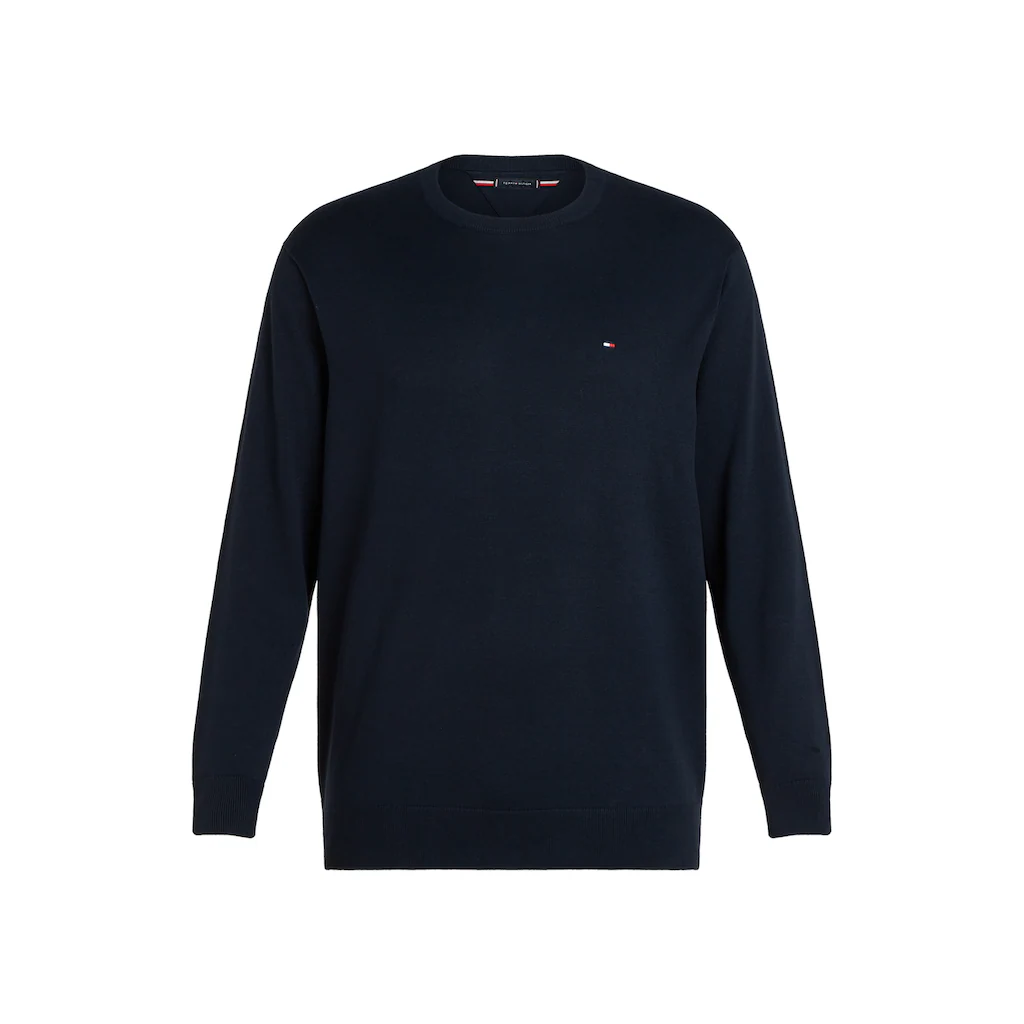 Tommy Hilfiger Big & Tall Rundhalspullover »BT-ESSENTIAL COTTON CREW NECK-B« In Großen Größen Logostickerei ▷ Für