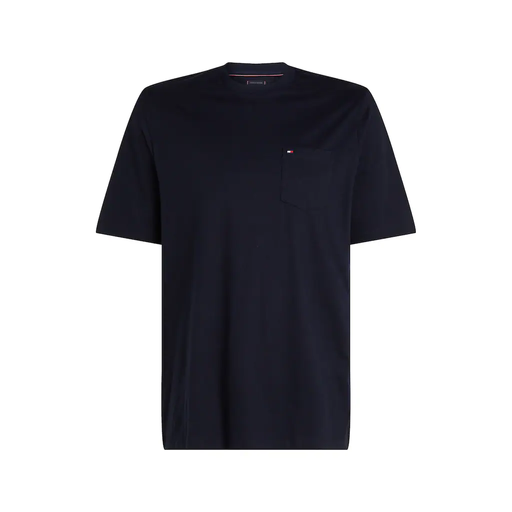 Tommy Hilfiger Big & Tall Rundhalsshirt »BT-ESSENTIAL SOLID POCKET TEE-B« In Große Größen Logostickerei ▷ Für