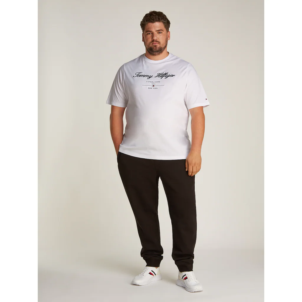 Tommy Hilfiger Big & Tall Rundhalsshirt »BT-SCRIPT LOGO TEE-B« In Großen Größen Logostickerei ▷ Für