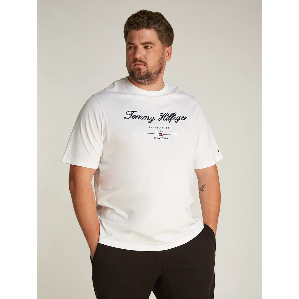 Tommy Hilfiger Big & Tall Rundhalsshirt »BT-SCRIPT LOGO TEE-B« in Großen Größen Logostickerei ▷ für