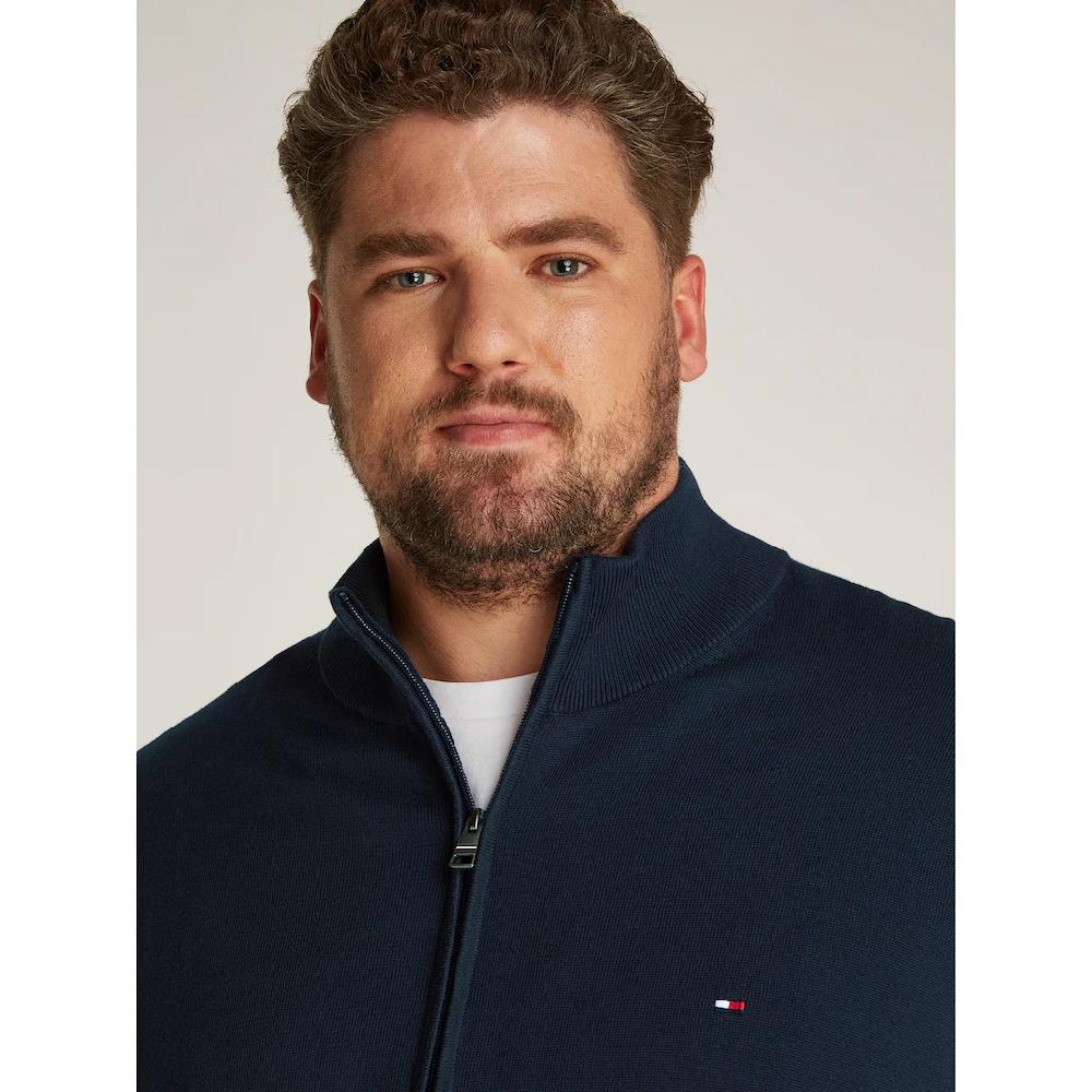 Tommy Hilfiger Big & Tall Strickjacke »BT-ESSENTIAL COTTON ZIP THRU-B« In Großen Größen Logostickerei ▷ Kaufen