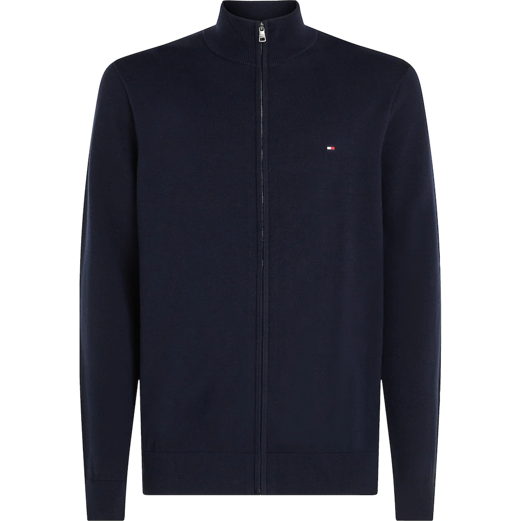 Tommy Hilfiger Big & Tall Strickjacke »BT-ESSENTIAL COTTON ZIP THRU-B« In Großen Größen Logostickerei ▷ Kaufen