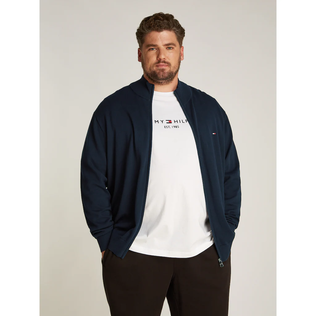 Tommy Hilfiger Big & Tall Strickjacke »BT-ESSENTIAL COTTON ZIP THRU-B« in Großen Größen Logostickerei ▷ kaufen