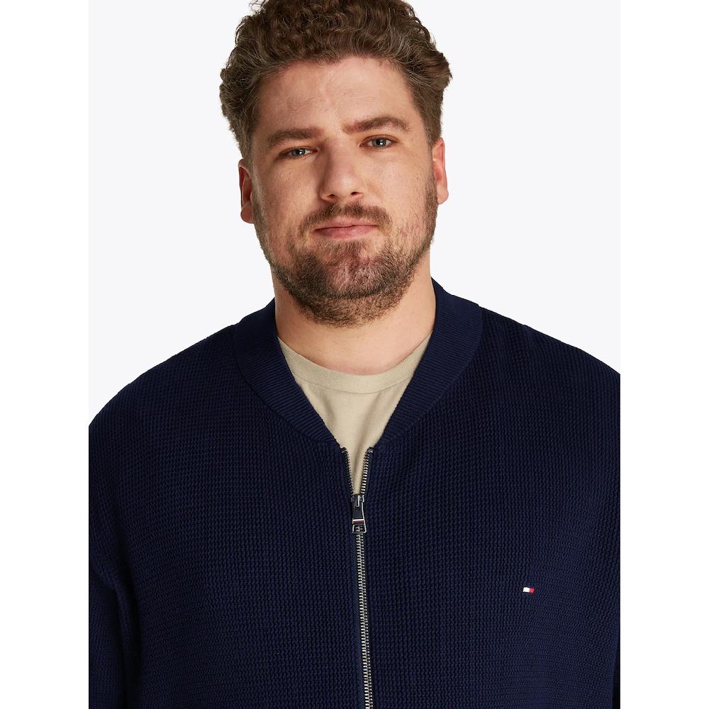 Tommy Hilfiger Big & Tall Strickjacke »BT-RACKING STRUCTURE BASEBALL-B« Große Größen Mit Feiner Struktur ▷ Für