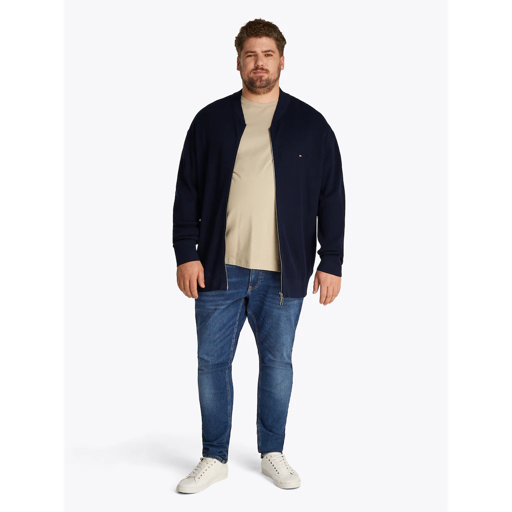 Tommy Hilfiger Big & Tall Strickjacke »BT-RACKING STRUCTURE BASEBALL-B« Große Größen Mit Feiner Struktur ▷ Für