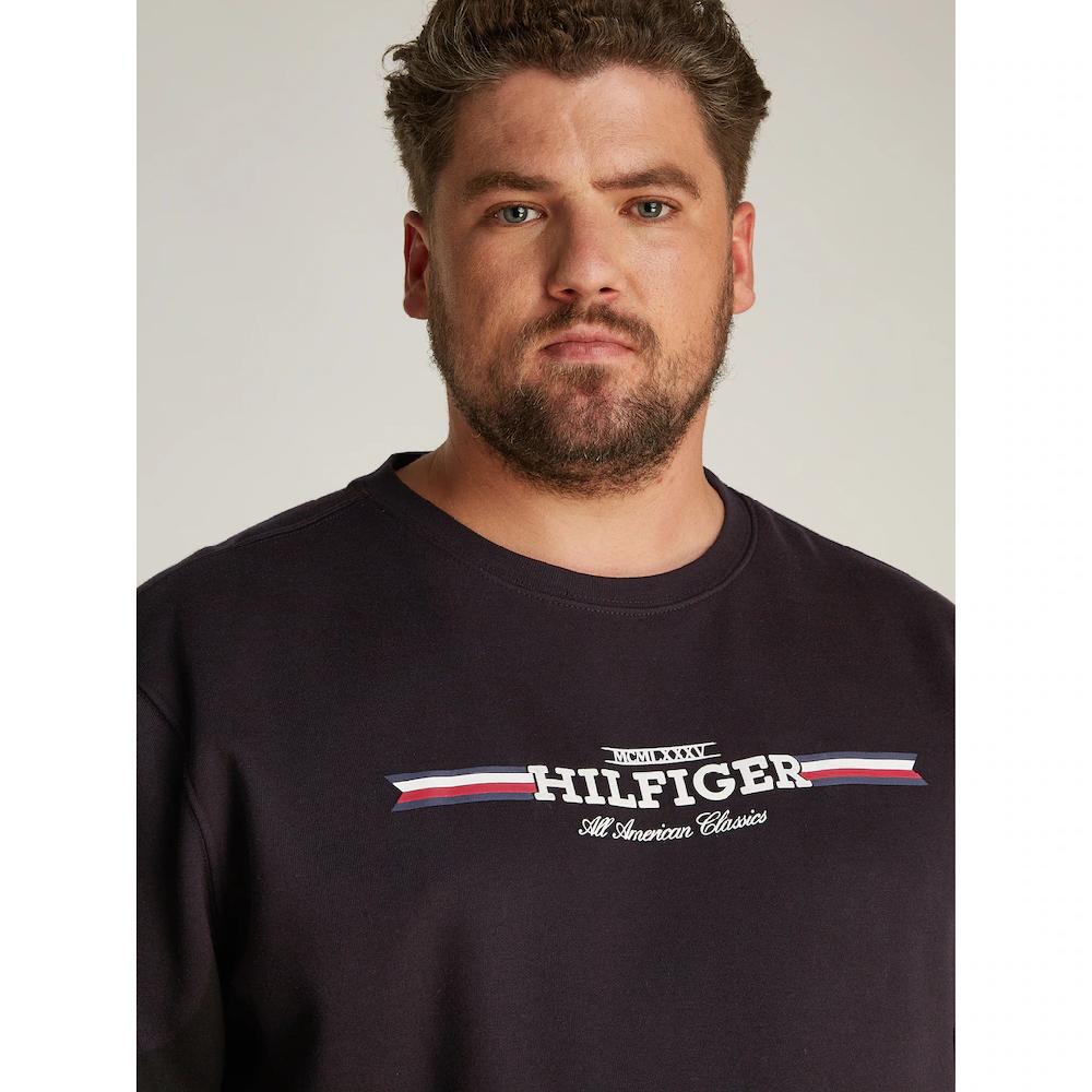 Tommy Hilfiger Big & Tall Sweatshirt »BT-HILFIGER STRIPE SWEATSHIRT-B« In Großen Größen Aufdruck In Der Brustmitte ▷ Für