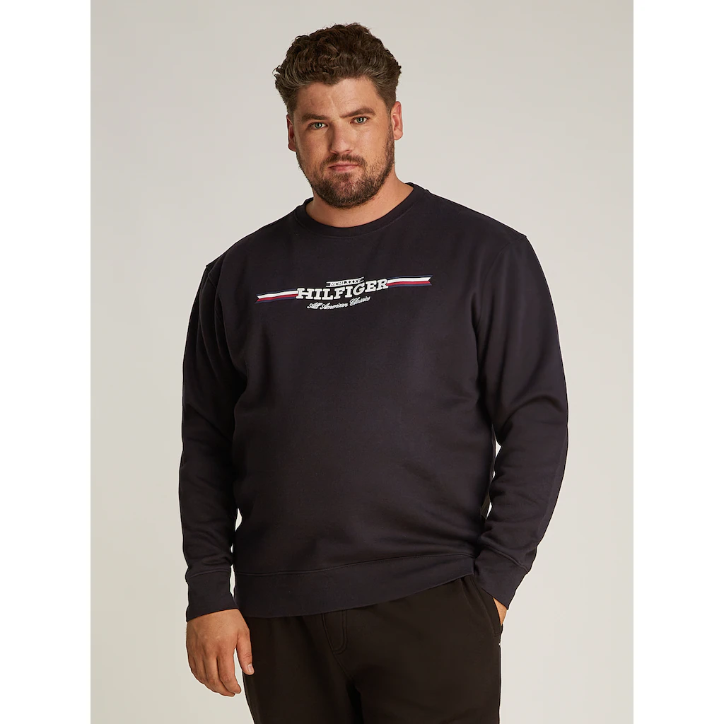 Tommy Hilfiger Big & Tall Sweatshirt »BT-HILFIGER STRIPE SWEATSHIRT-B« in Großen Größen Aufdruck in der Brustmitte ▷ für