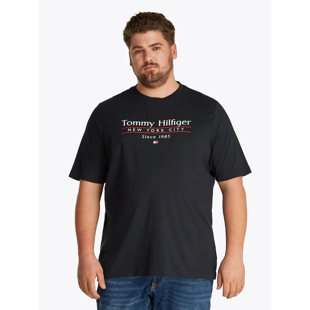 Tommy Hilfiger Big & Tall T-Shirt »BT-HILFIGER CENTER STACK TEE-B« Große Größen mit mehrfarbigen Print ▷ bestellen