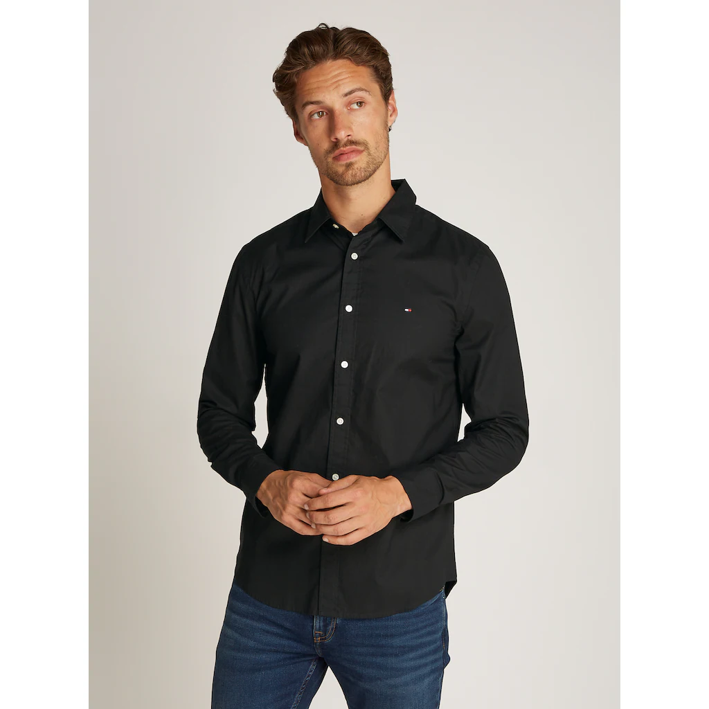 Tommy Hilfiger Businesshemd »FLEX POPLIN KENT COLLAR SF SHIRT« mit Logostickerei ▷ bestellen