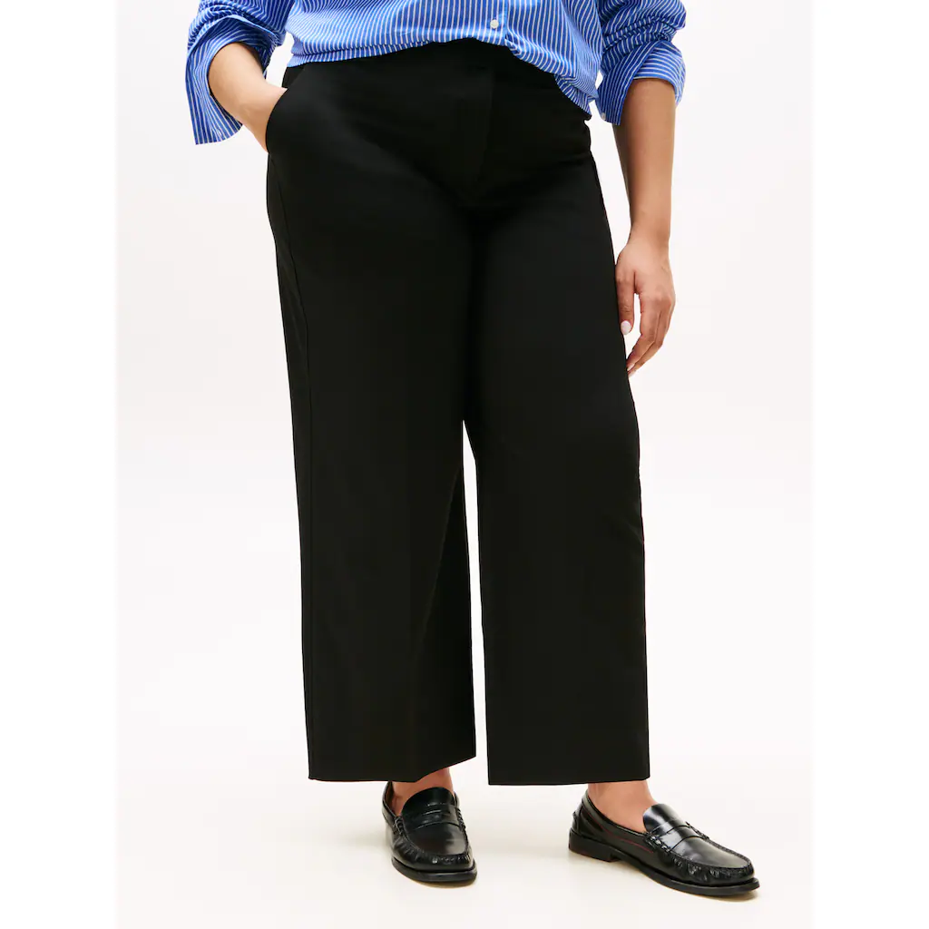Tommy Hilfiger Curve Culotte »CRV LW BI-STRETCH WIDE CROP PNT« In Großen Größen Cropped Logostickerei