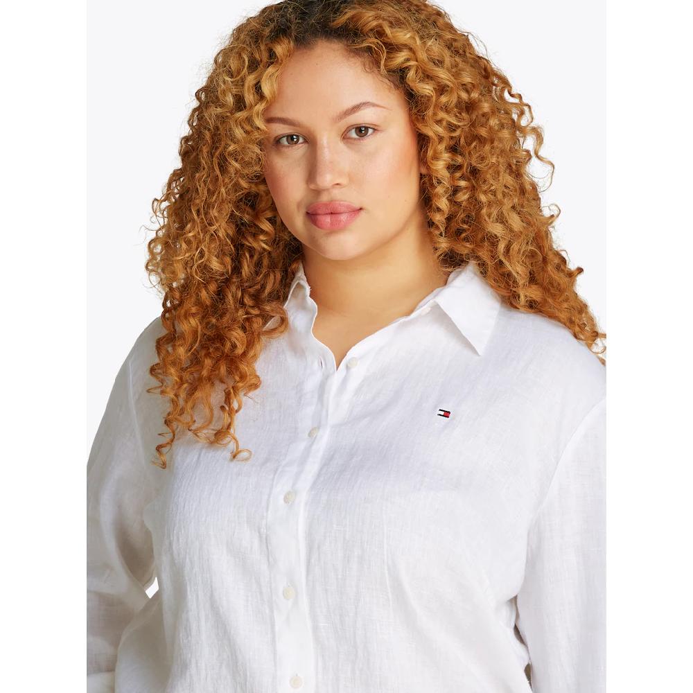 Tommy Hilfiger Curve Hemdbluse »CRV ESS LINEN RELAXED SHIRT« In Großen Größen Leinenqualität