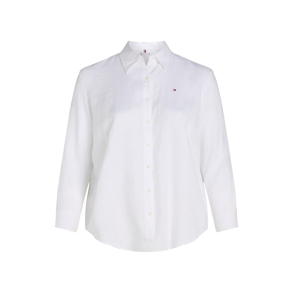 Tommy Hilfiger Curve Hemdbluse »CRV ESS LINEN RELAXED SHIRT« In Großen Größen Leinenqualität