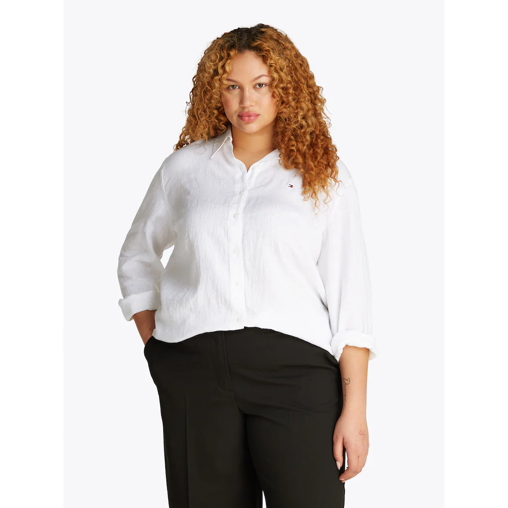 Tommy Hilfiger Curve Hemdbluse »CRV ESS LINEN RELAXED SHIRT« in Großen Größen Leinenqualität