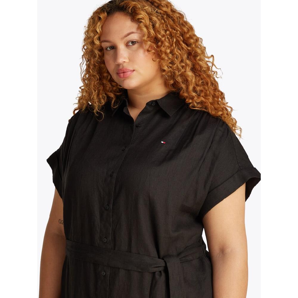 Tommy Hilfiger Curve Midikleid »CRV ESS LI BELTED S/S MIDI DRESS« In Großen Größen Mit Gürtel Logostickerei