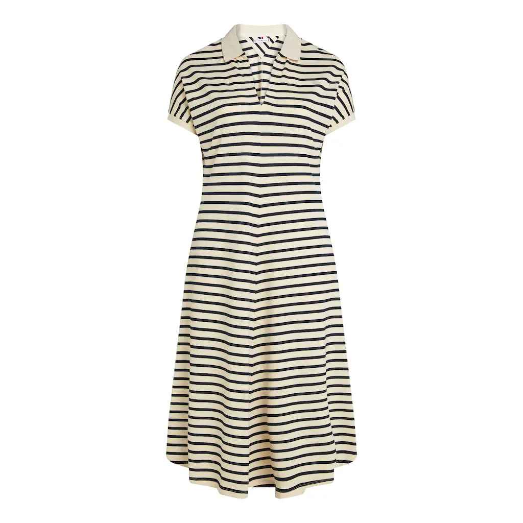 Tommy Hilfiger Curve Midikleid »CRV LYOCELL OPEN-NK MIDI DRESS« In Großen Größen Logostickerei V-Ausschnitt