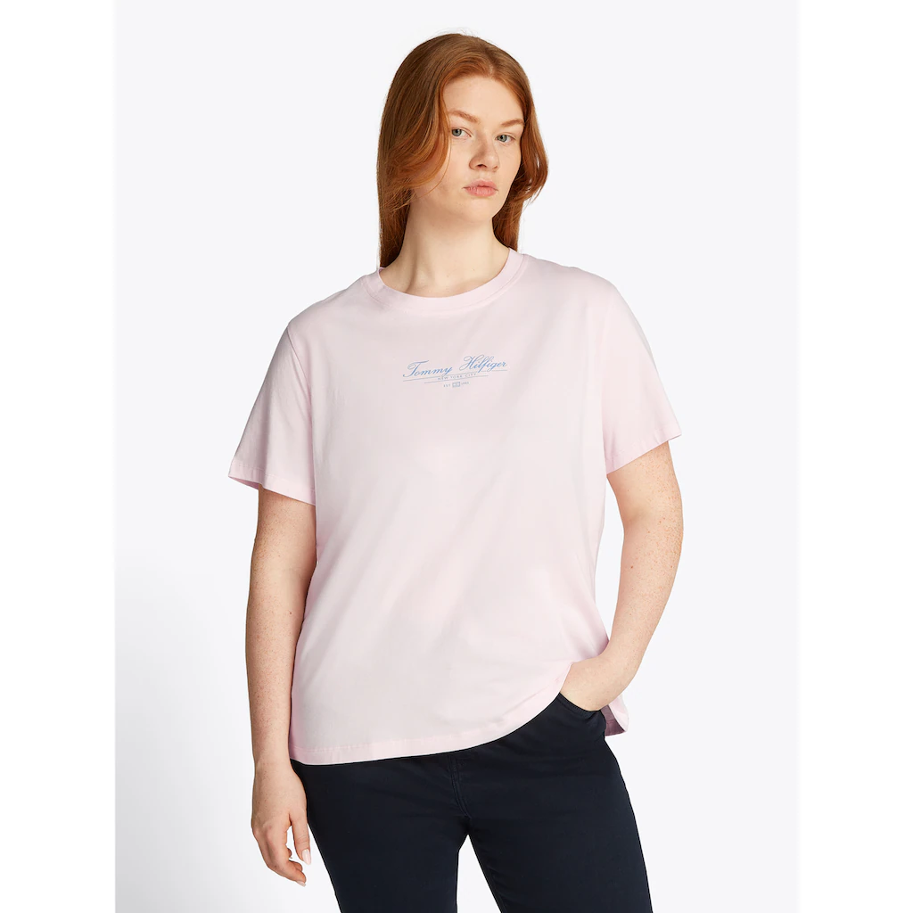 Tommy Hilfiger Curve Rundhalsshirt »CRV REG SCRIPT C-NK TEE SS« in Großen Größen Logoschriftzug