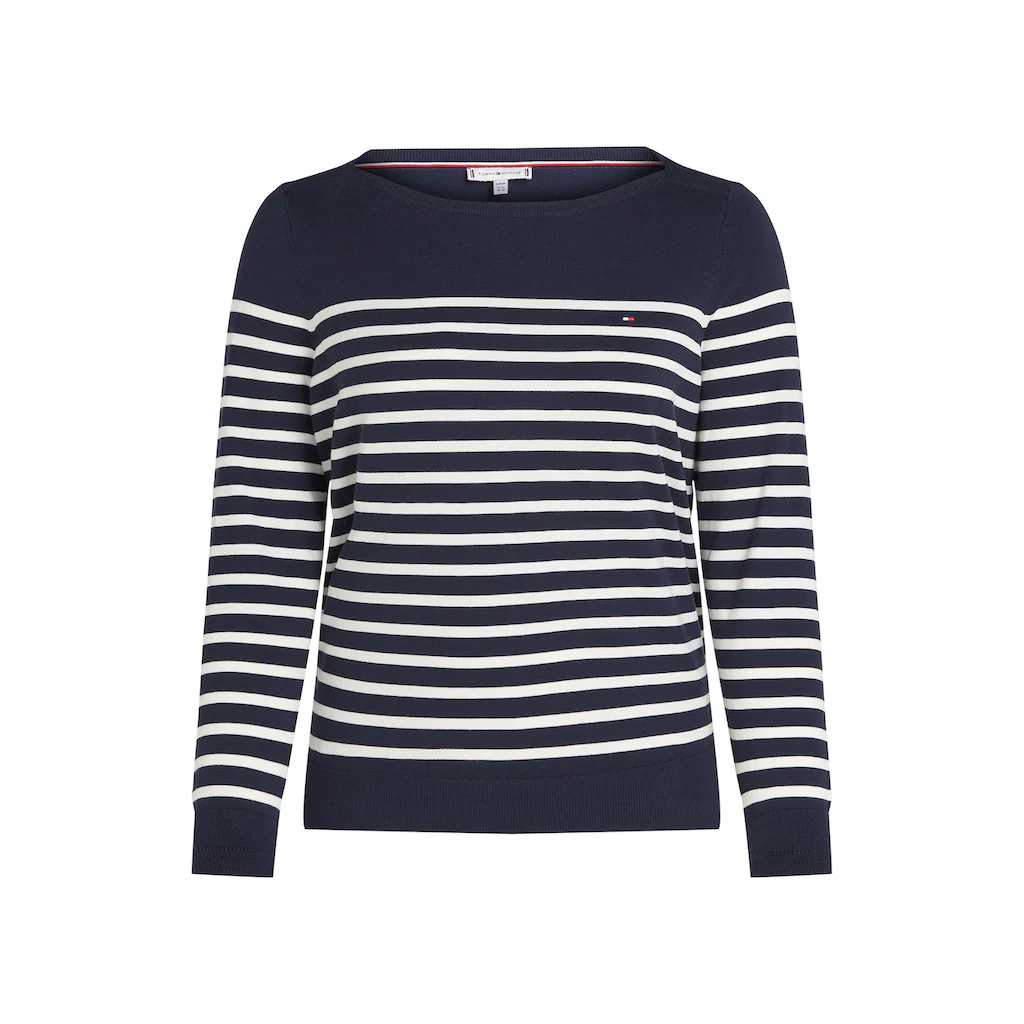 Tommy Hilfiger Curve Strickpullover »CRV CO JERSEY STITCH LS B-NK SWT« In Großen Größen Logostickerei