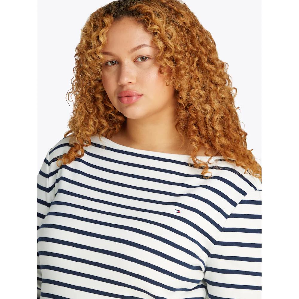 Tommy Hilfiger Curve T-Shirt »CRV SLIM CODY BOAT-NK 3/4SLV« In Großen Größen 3/4 Ärmel Logostickerei