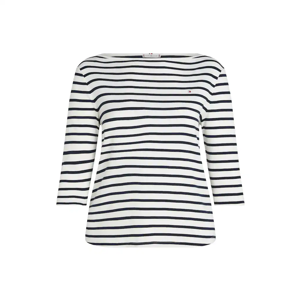 Tommy Hilfiger Curve T-Shirt »CRV SLIM CODY BOAT-NK 3/4SLV« In Großen Größen 3/4 Ärmel Logostickerei