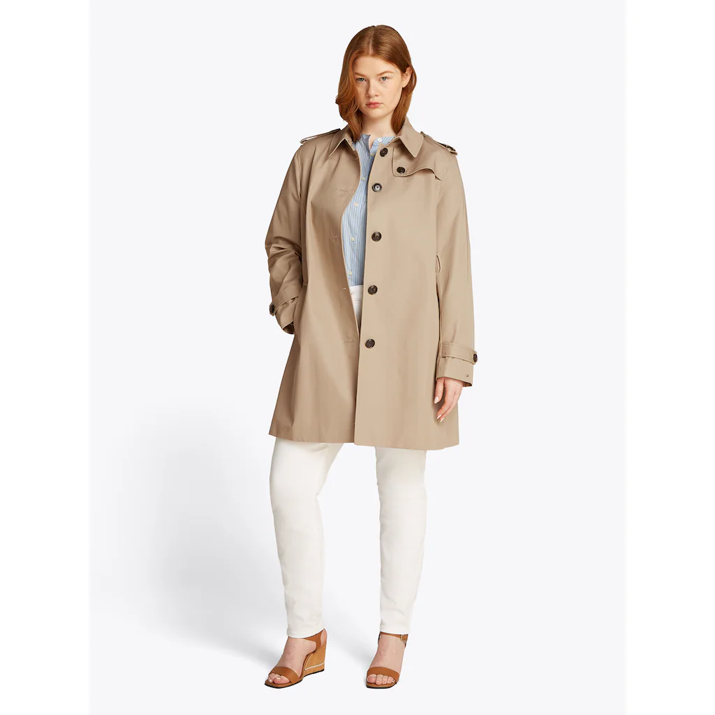 Tommy Hilfiger Curve Trenchcoat »CRV HERITAGE SB TRENCH« In Großen Größen Logostickerei Am Ärmel Typischen Trenchdetails
