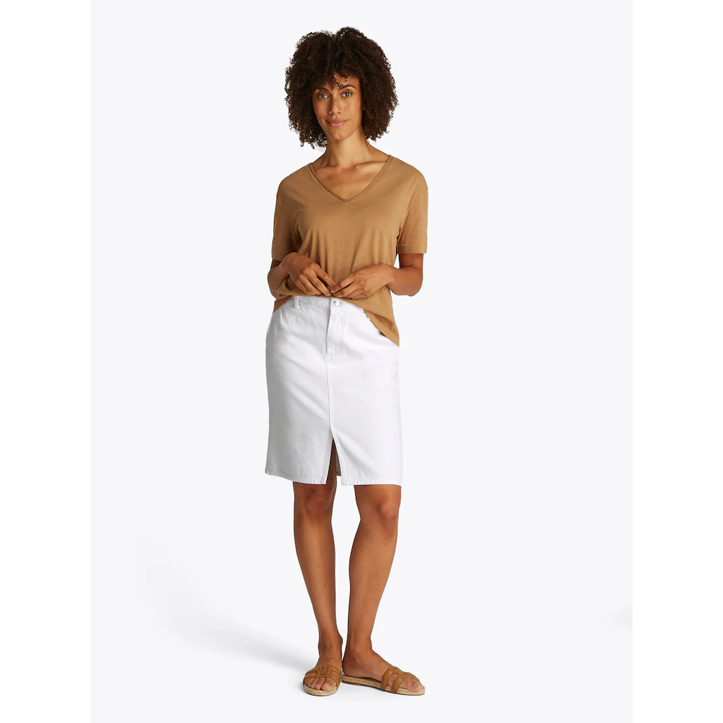 Tommy Hilfiger Jeansrock »DNM KNEE STRAIGHT SKIRT RW WHITE« Mit Schlitz