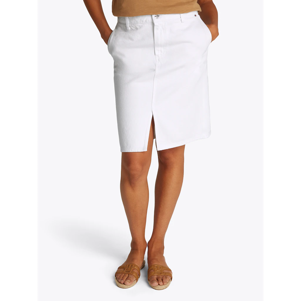 Tommy Hilfiger Jeansrock »DNM KNEE STRAIGHT SKIRT RW WHITE« mit Schlitz