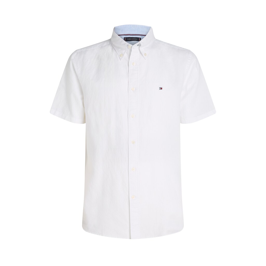 Tommy Hilfiger Kurzarmhemd »LINEN BLEND SOLID SS RF SHIRT« Mit Button-down-Kragen
