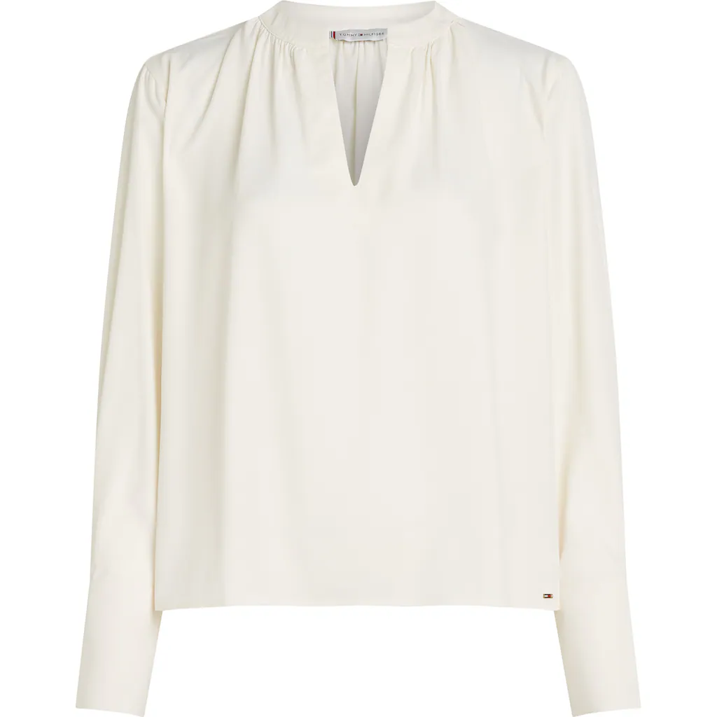 Tommy Hilfiger Langarmbluse »SOFT VIS V NECK LS BLOUSE« Mit Raffungen