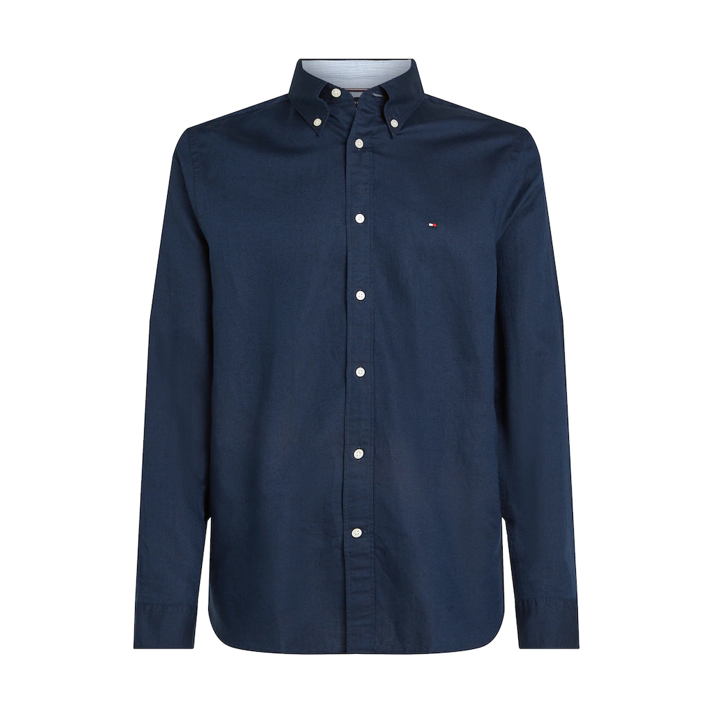 Tommy Hilfiger Langarmhemd »LINEN BLEND SOLID RF SHIRT« Mit Button-down-Kragen