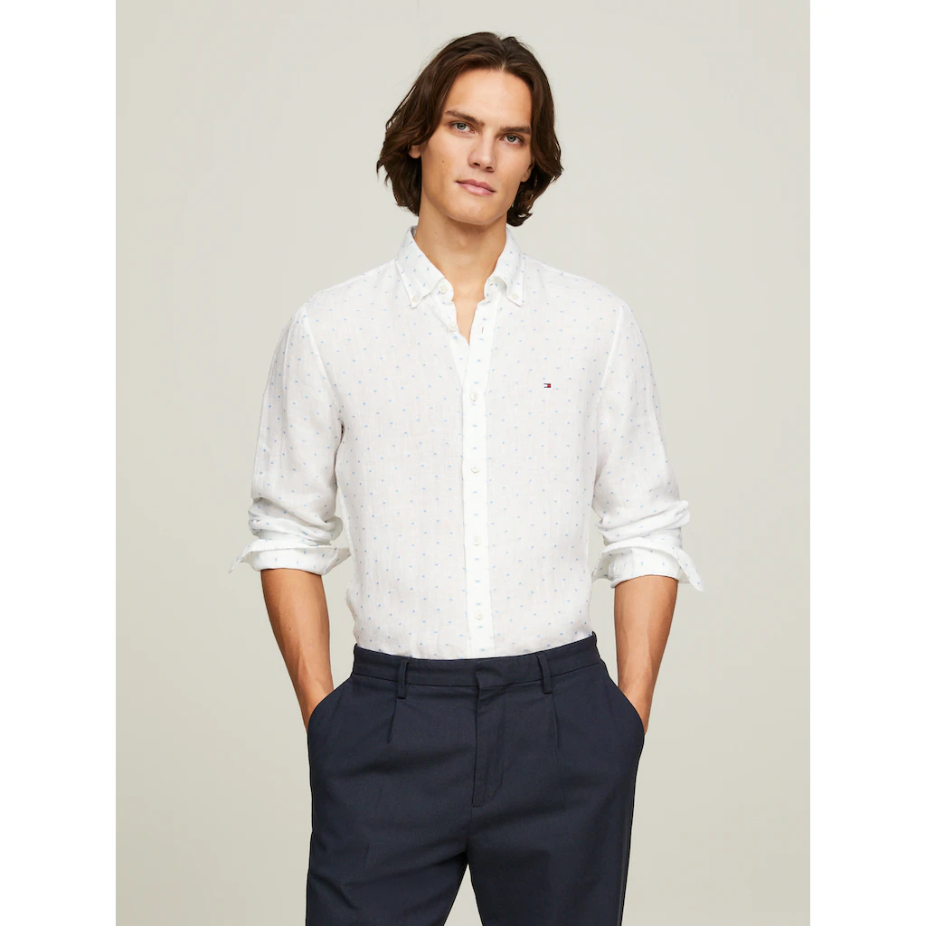 Tommy Hilfiger Langarmhemd »LINEN FIL COUPE SF SHIRT« Modisch Gepunktet