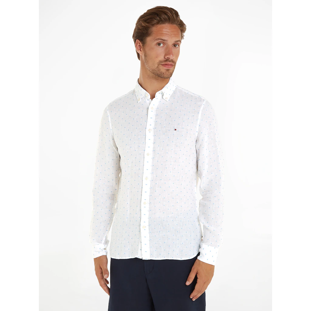 Tommy Hilfiger Langarmhemd »LINEN FIL COUPE SF SHIRT« modisch gepunktet