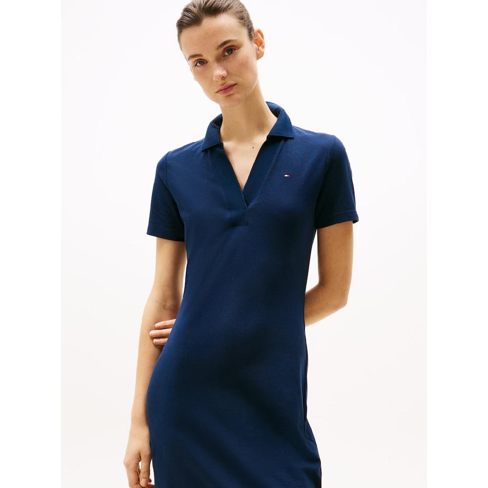 Tommy Hilfiger Polokleid »SLIM OPEN NK POLO DRESS SS« Mit Gestickter Tommy Hilfiger Flagge