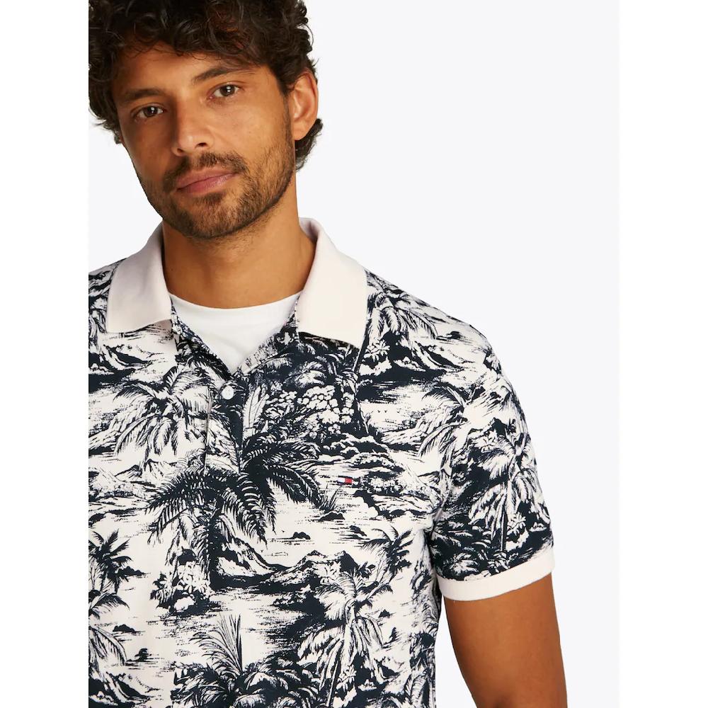 Tommy Hilfiger Poloshirt »ALL OVER PRINT LINEN REG POLO« Mit Palmenprint
