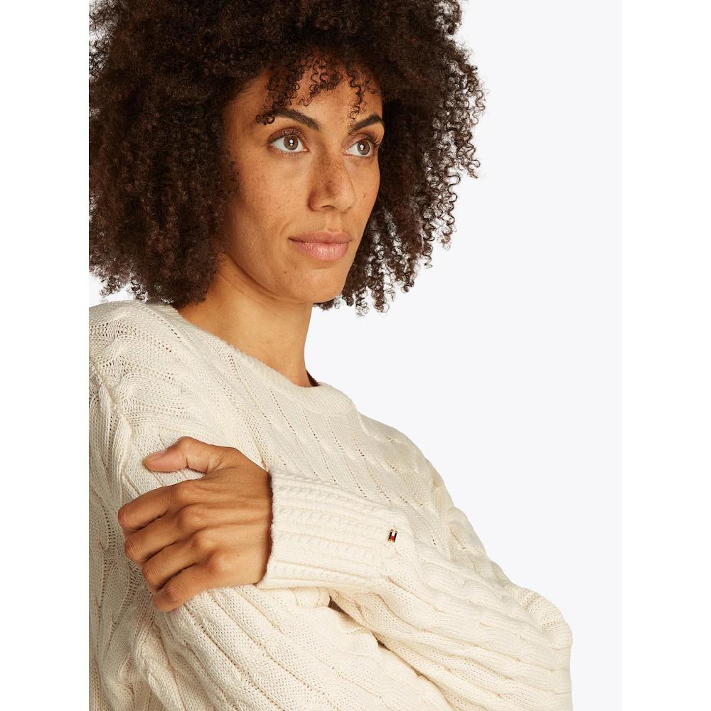 Tommy Hilfiger Rundhalspullover »SOFT CO CABLE C-NK LS SWT« Mit Zopfmuster