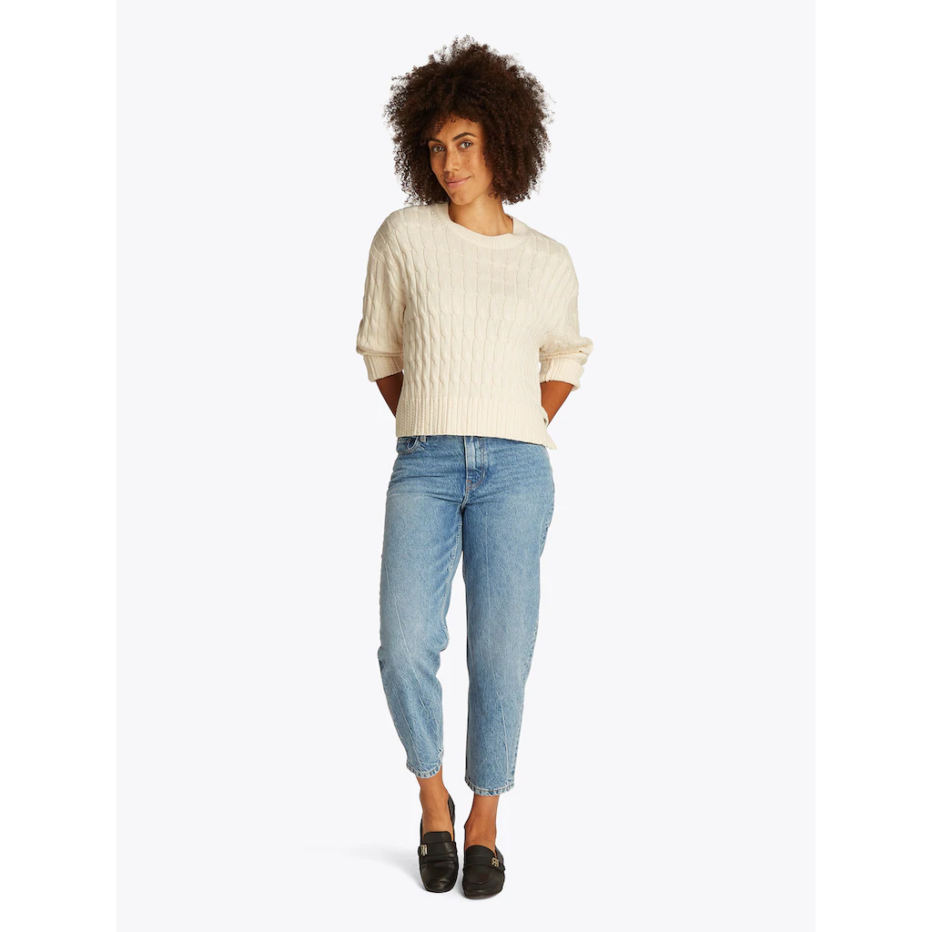 Tommy Hilfiger Rundhalspullover »SOFT CO CABLE C-NK LS SWT« Mit Zopfmuster